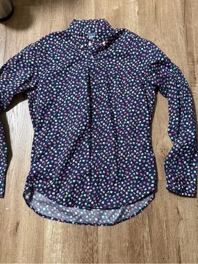 Bonobos Shirt Mens Medium Blue Pink Floral Button Down Up Long Sleeve Slim Fit
